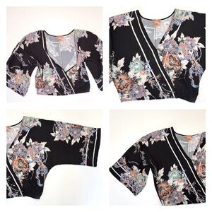 Anthropologie Flying Tomato Kimono Crop Blouse M